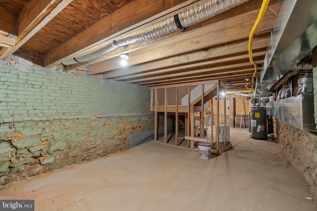 basement with electric water heater