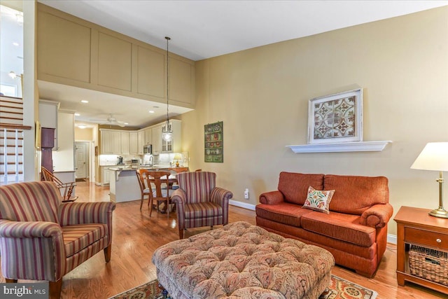 living room featuring light wood-type flooring