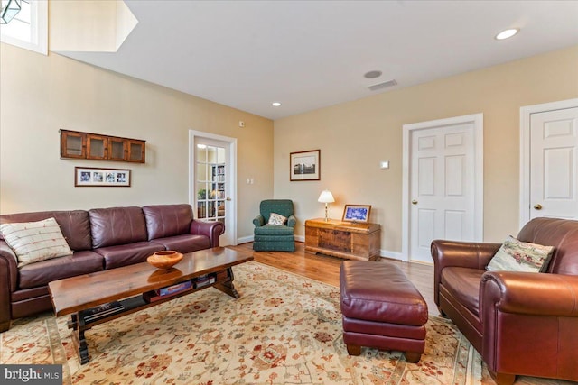 living room featuring light hardwood / wood-style flooring