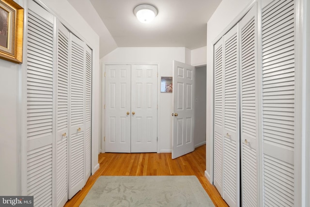 hallway featuring light wood-type flooring