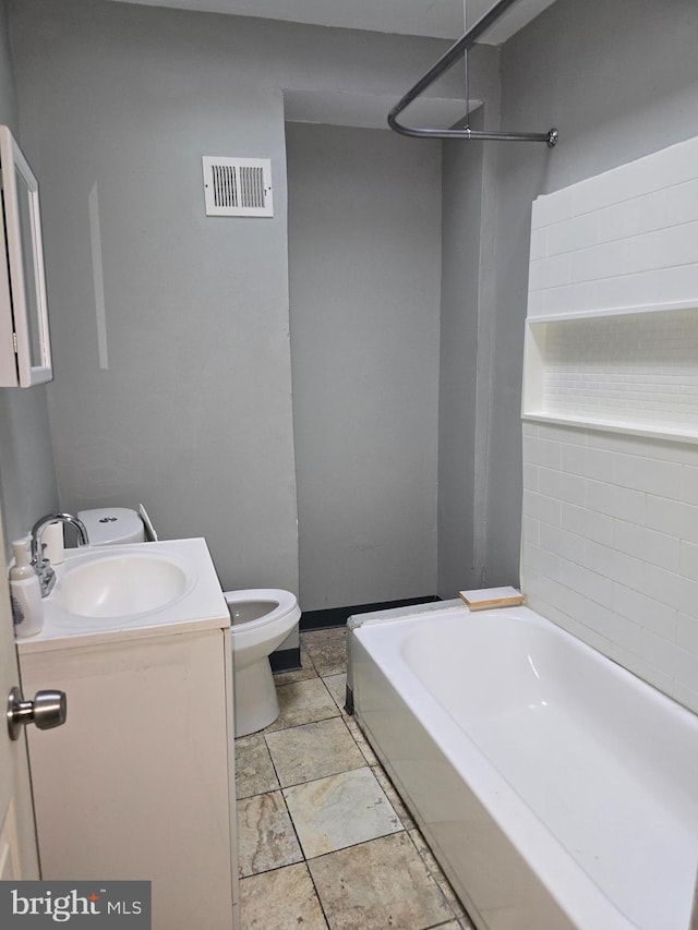 full bathroom featuring vanity, toilet, and shower / bath combination