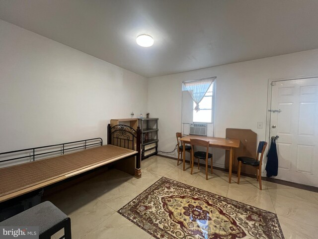 tiled bedroom with cooling unit