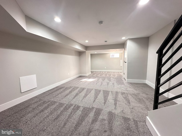 basement with carpet