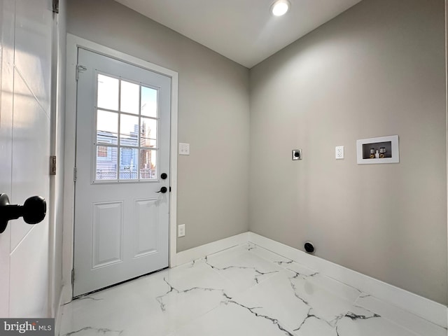 laundry room featuring hookup for an electric dryer and hookup for a washing machine