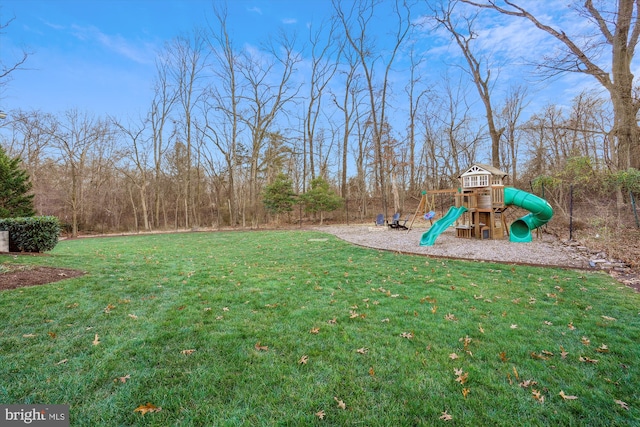 view of yard with a playground