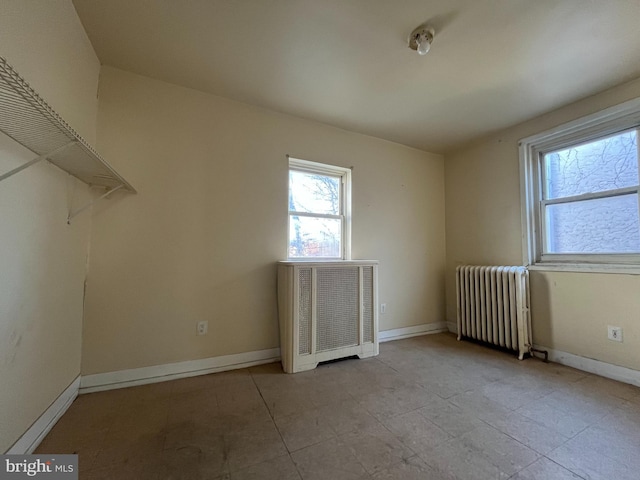 empty room featuring radiator