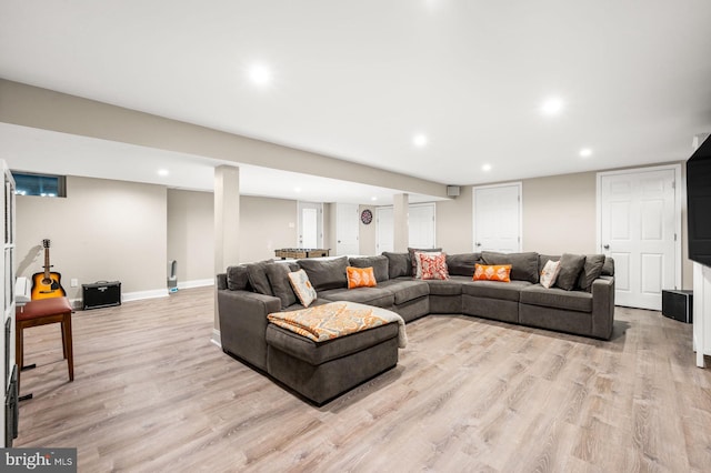 living room featuring light hardwood / wood-style flooring