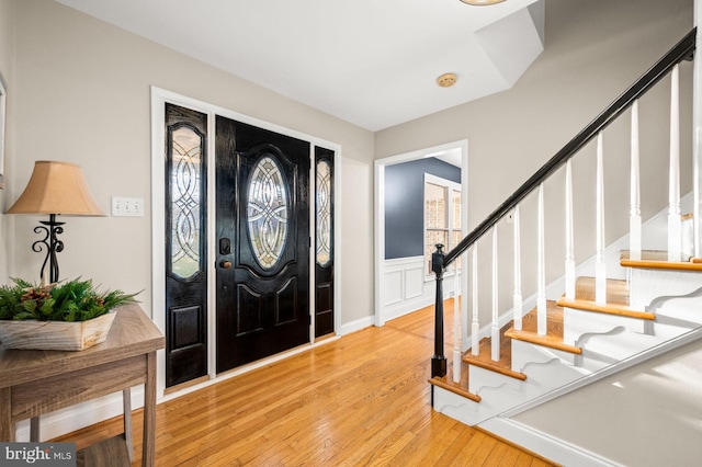 entryway with light wood-type flooring