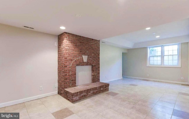 6614 Quander Rd, Alexandria, VA 22307 - unfurnished living room with a brick fireplace