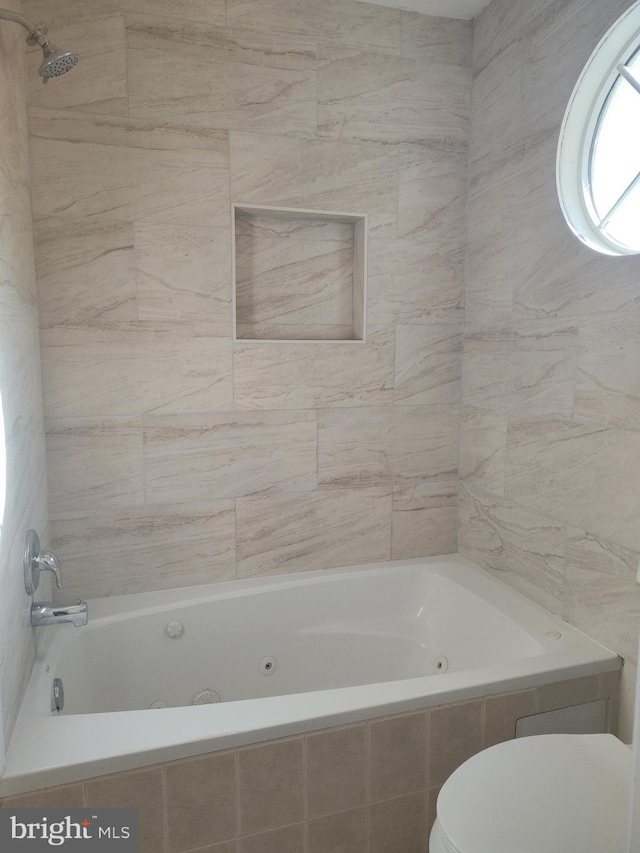 6614 Quander Rd, Alexandria, VA 22307 - bathroom with tiled shower / bath combo and toilet