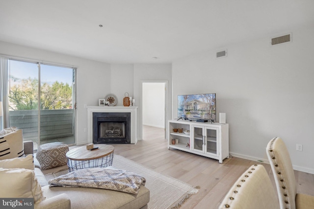 living room featuring light hardwood / wood-style floors