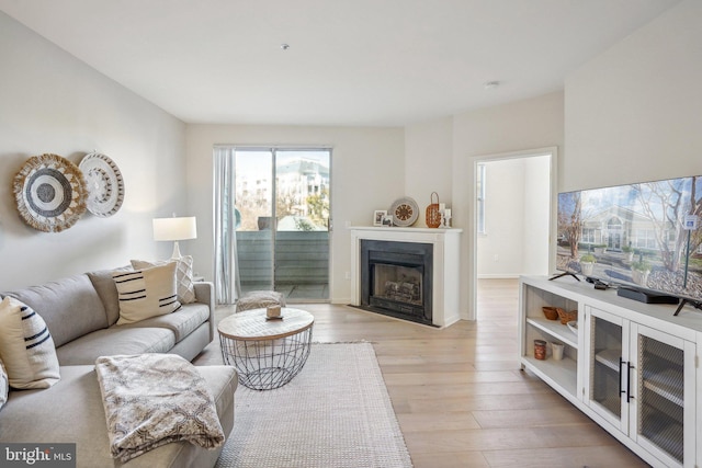 1645 International Dr Unit 121, Mclean, VA 22102 - living room with light wood-style flooring and a fireplace