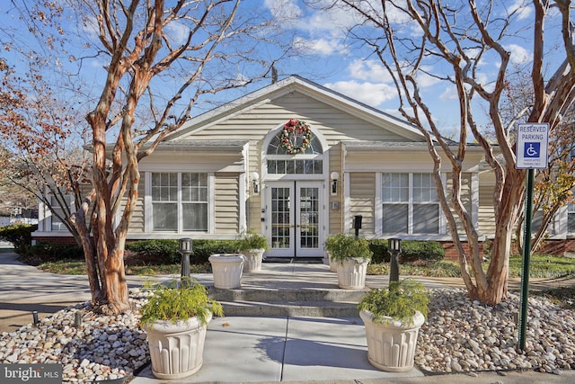 view of front of property featuring french doors