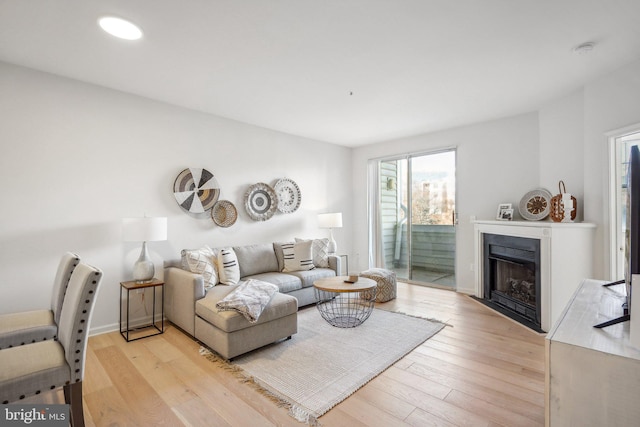 living room with light wood-type flooring