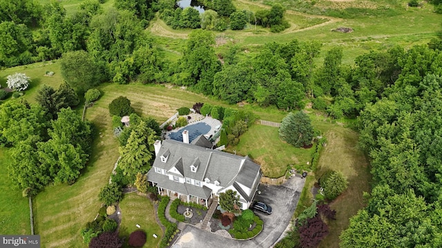 drone / aerial view with a rural view