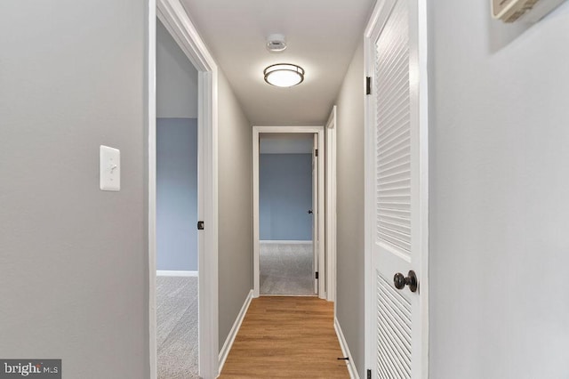 hall featuring light wood-type flooring