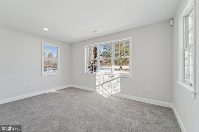 carpeted empty room featuring plenty of natural light