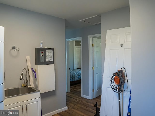 bathroom featuring sink and wood-type flooring