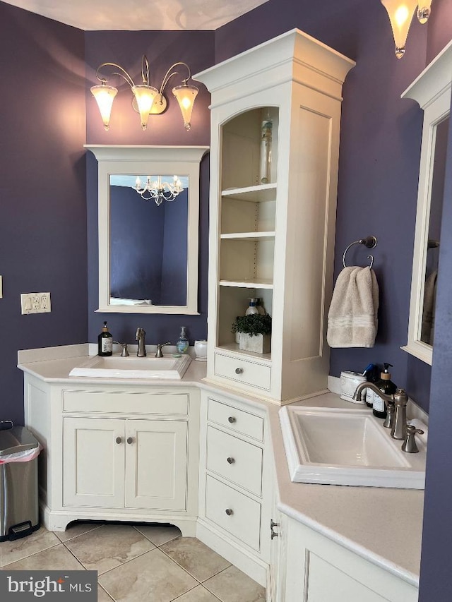 full bathroom with tile patterned flooring and vanity