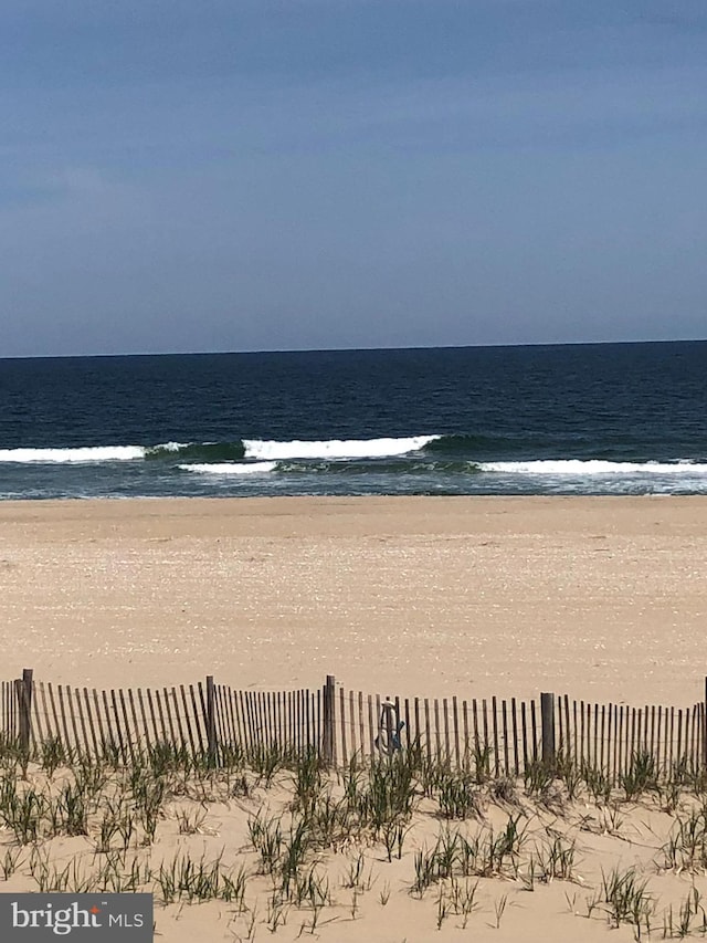 view of water feature with a view of the beach