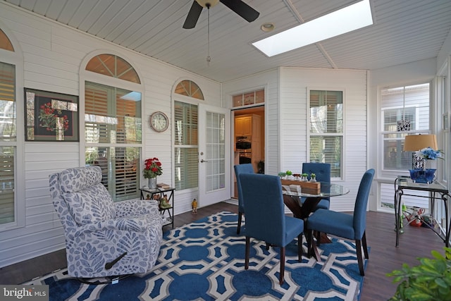 wooden terrace with ceiling fan