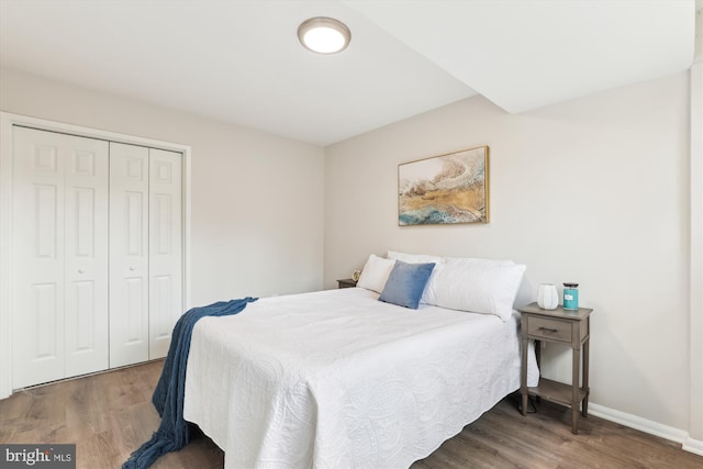 bedroom featuring a closet and hardwood / wood-style floors