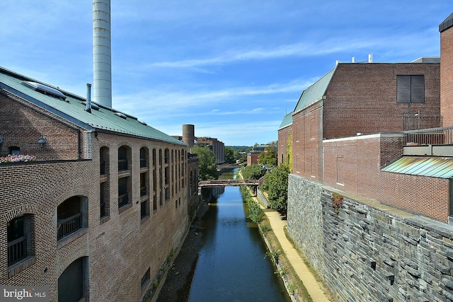 view of road with a water view