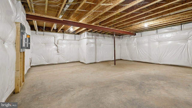 basement with electric panel