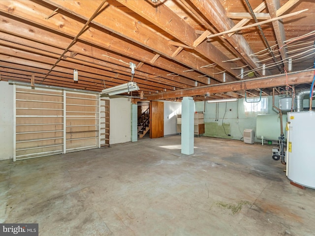 basement with water heater