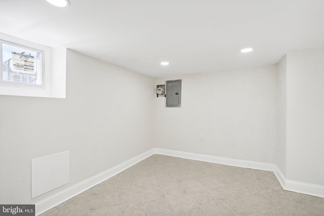 basement with electric panel