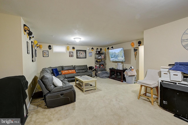 living room with carpet flooring