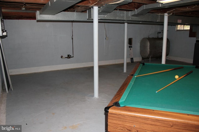 basement featuring pool table