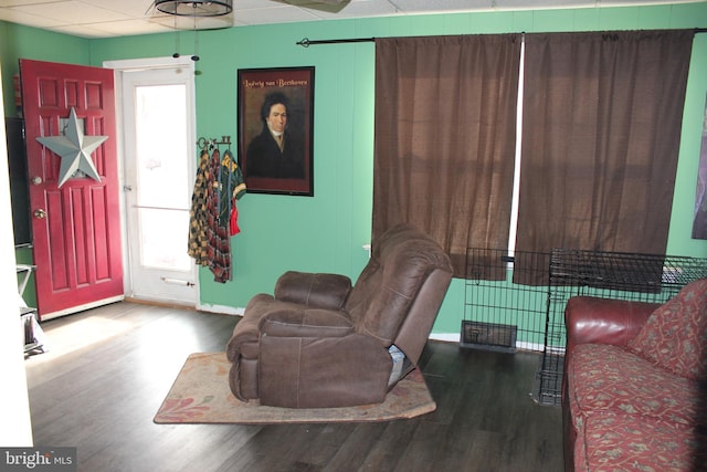 living room with hardwood / wood-style floors