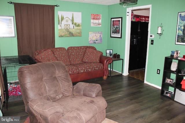 living room featuring dark hardwood / wood-style flooring