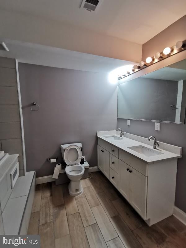 bathroom with toilet and vanity