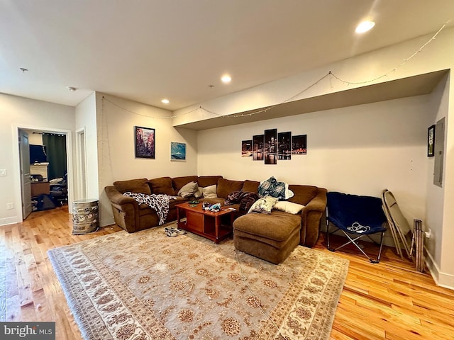 living room with hardwood / wood-style flooring