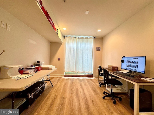 office featuring light wood-type flooring