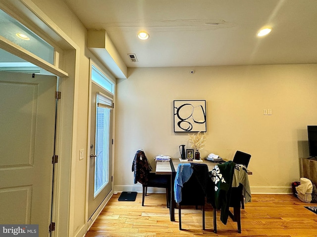 dining area featuring light hardwood / wood-style floors