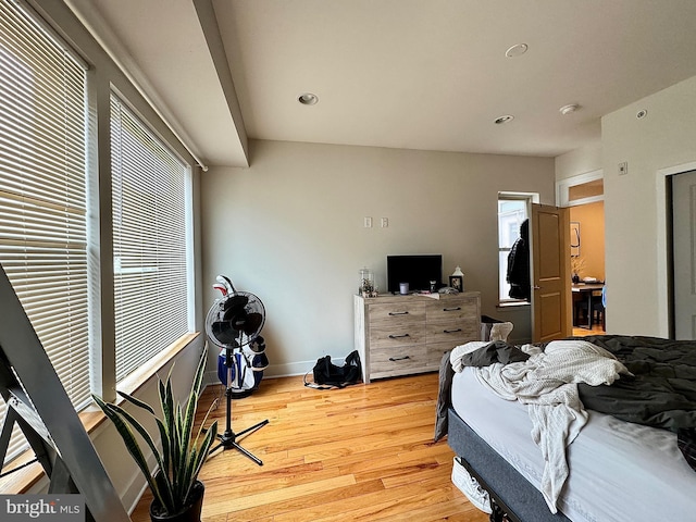 bedroom featuring light hardwood / wood-style floors