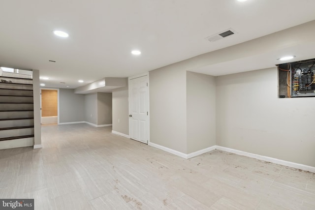 4138 Parrish St, Philadelphia, PA 19104 - finished basement with recessed lighting, stairway, and baseboards
