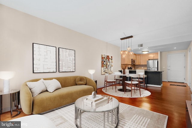 living room featuring light hardwood / wood-style flooring