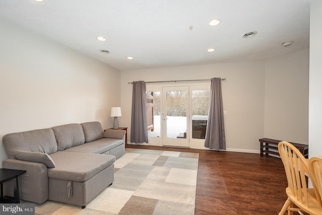 living room with wood-type flooring