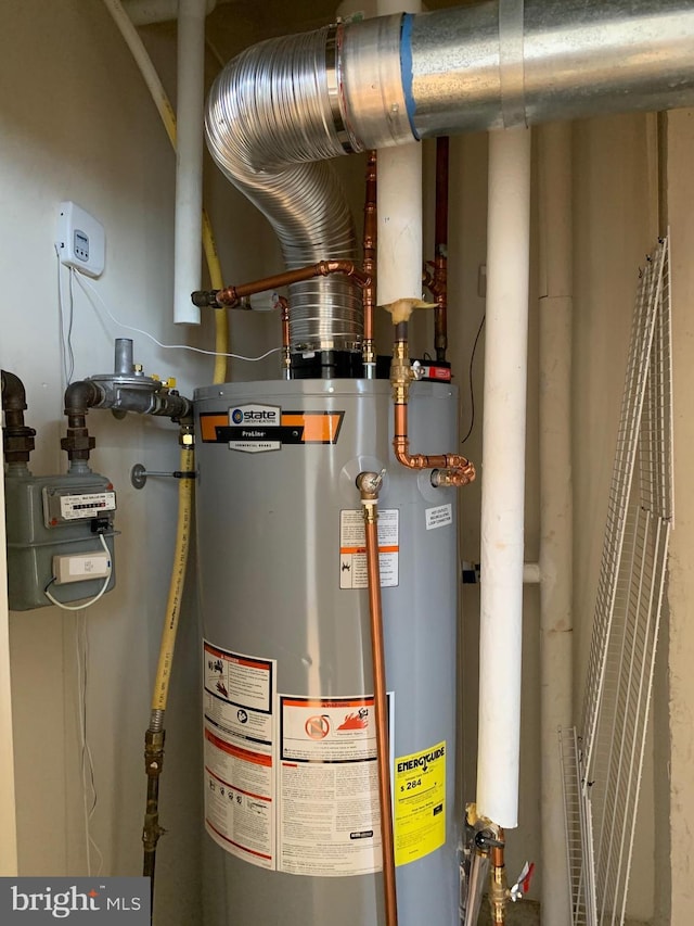 utility room featuring gas water heater