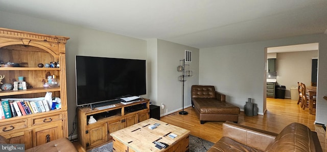 living room with light wood-type flooring