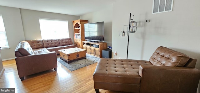 living room featuring light hardwood / wood-style flooring