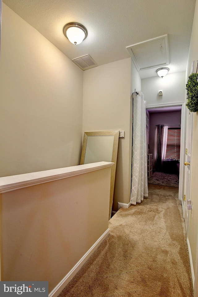 hallway with light carpet