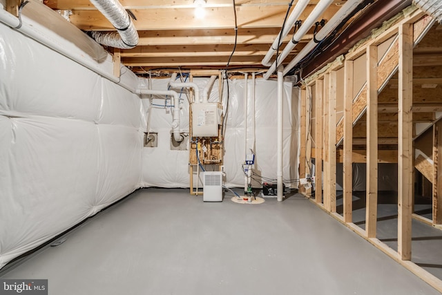 basement with water heater