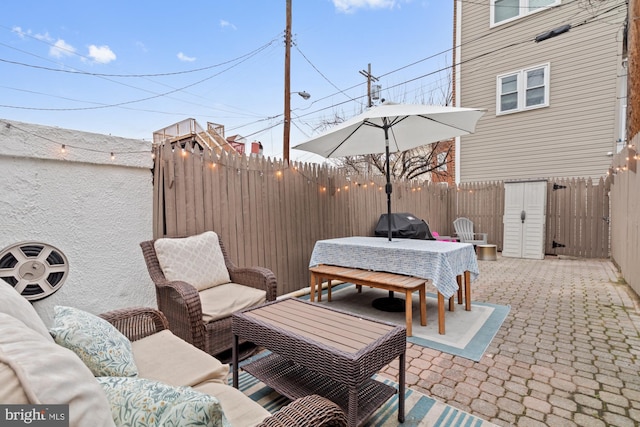 view of patio with an outdoor living space