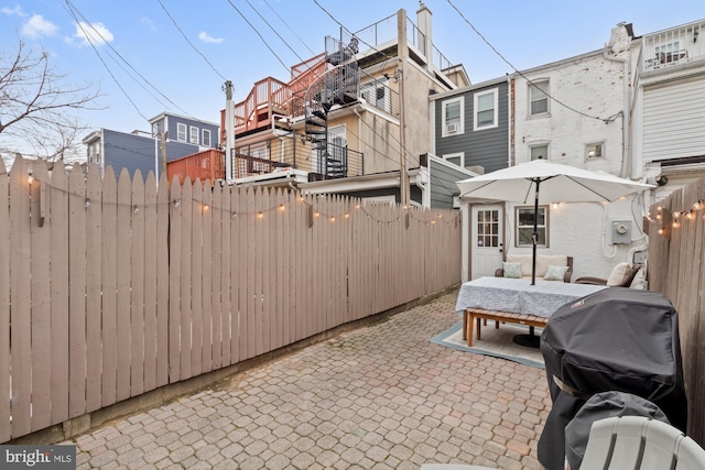 view of patio / terrace with a grill