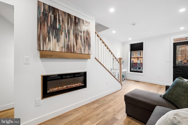 living room featuring light hardwood / wood-style flooring